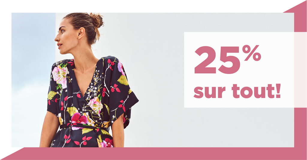 25% de réduction sur toutes les collections pour elle