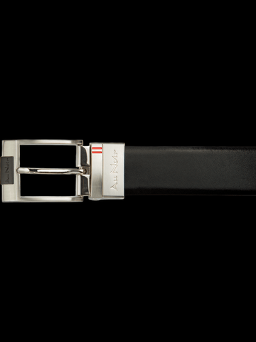 CEINTURE RÉVERSIBLE | DESOTO BRUSHED NICKLE, noir - brun - AU NOIR