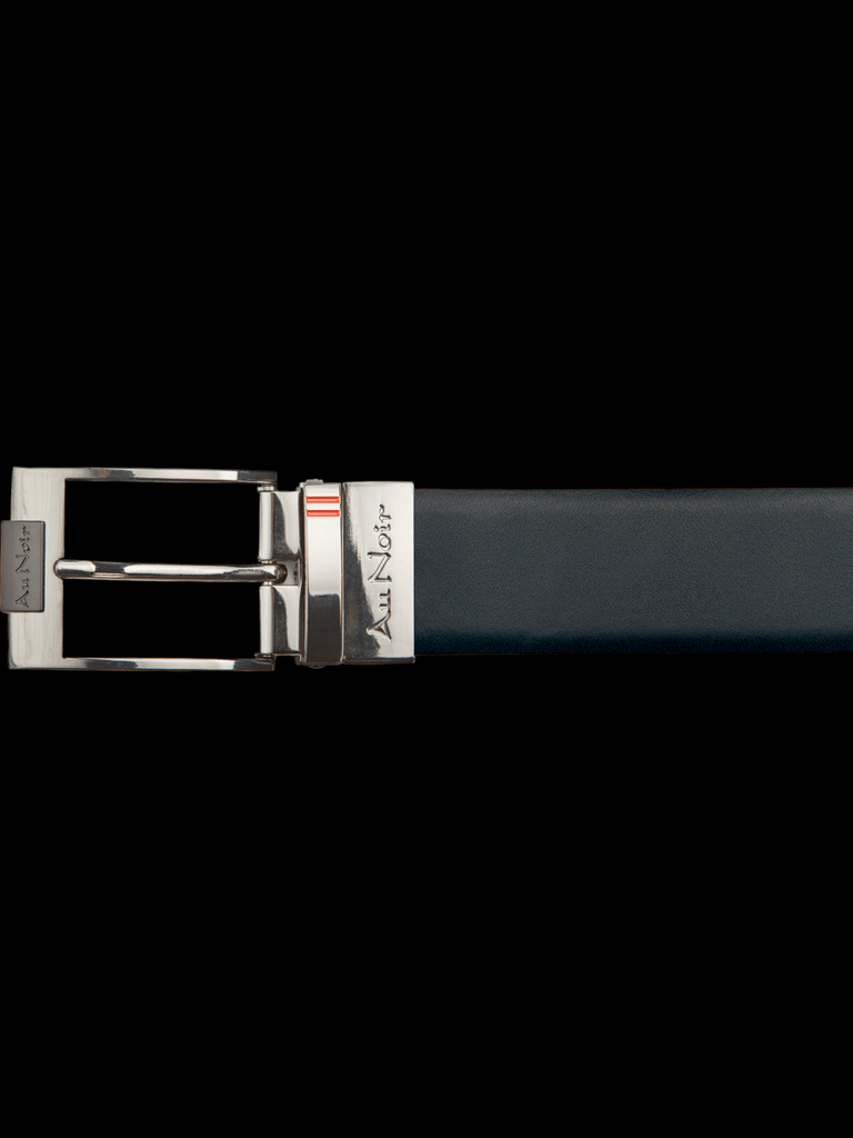 CEINTURE RÉVERSIBLE | DESOTO BRUSHED NICKLE, tan - navy - AU NOIR