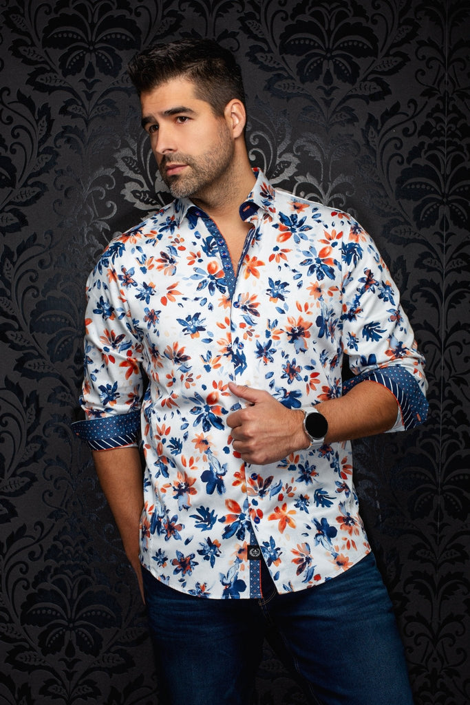 CHEMISE | AMARO, Light Blue Orange - AU NOIR